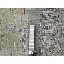 Load image into Gallery viewer, 2&#39;7&quot;x9&#39;10&quot; Rustic Gray, Persian Knot, Abstract With Mosaic Design, Wool And Silk, Hand Knotted, Dense Weave, Runner Oriental Rug FWR507096