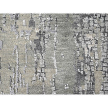 Load image into Gallery viewer, 2&#39;7&quot;x9&#39;10&quot; Rustic Gray, Persian Knot, Abstract with Mosaic Design, Wool and Silk, Hand Knotted, Dense Weave, Runner Oriental Rug FWR507096