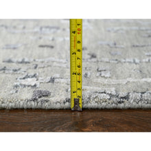 Load image into Gallery viewer, 2&#39;7&quot;x9&#39;10&quot; Rustic Gray, Persian Knot, Abstract with Mosaic Design, Wool and Silk, Hand Knotted, Dense Weave, Runner Oriental Rug FWR507096