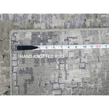 Load image into Gallery viewer, 2&#39;7&quot;x9&#39;10&quot; Rustic Gray, Persian Knot, Abstract with Mosaic Design, Wool and Silk, Hand Knotted, Dense Weave, Runner Oriental Rug FWR507096