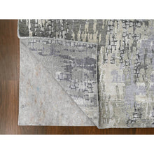 Load image into Gallery viewer, 2&#39;9&quot;x19&#39;9&quot; Rustic Gray, Persian Knot, Abstract With Mosaic Design, Wool And Silk, Hand Knotted, Dense Weave, Xl Runner Oriental Rug FWR507102