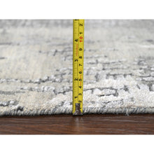 Load image into Gallery viewer, 2&#39;9&quot;x19&#39;9&quot; Rustic Gray, Persian Knot, Abstract With Mosaic Design, Wool And Silk, Hand Knotted, Dense Weave, Xl Runner Oriental Rug FWR507102