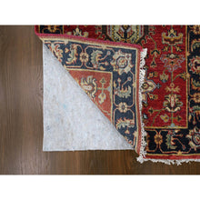 Load image into Gallery viewer, 2&#39;7&quot;x19&#39;10&quot; Crimson Red with Pastel Black, Hand Knotted Karajeh Design with Tribal Medallions, Pure Wool, XL Runner Oriental Rug FWR507108