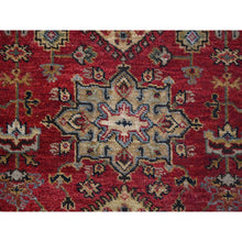 Load image into Gallery viewer, 2&#39;7&quot;x19&#39;10&quot; Crimson Red with Pastel Black, Hand Knotted Karajeh Design with Tribal Medallions, Pure Wool, XL Runner Oriental Rug FWR507108