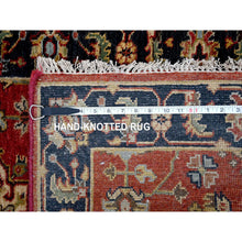 Load image into Gallery viewer, 2&#39;7&quot;x19&#39;10&quot; Crimson Red with Pastel Black, Hand Knotted Karajeh Design with Tribal Medallions, Pure Wool, XL Runner Oriental Rug FWR507108