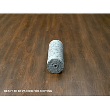 Load image into Gallery viewer, 2&#39;7&quot;x11&#39;10&quot; Rhino Gray With White Dove, Hand Knotted, Extra Soft Wool, Karajeh Design With Geometric Medallion, Runner Oriental Rug FWR507138