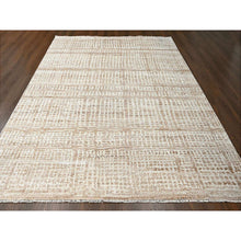 Load image into Gallery viewer, 9&#39;x12&#39; Honey Brown, Tone on Tone, Calm Ambience, Dot Design, Cropped Thin, Hand Knotted, Natural Ambient Color, Soft 100% Wool, Oriental Rug FWR507210