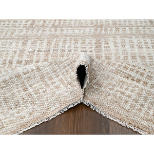 9'x12' Honey Brown, Tone on Tone, Calm Ambience, Dot Design, Cropped Thin, Hand Knotted, Natural Ambient Color, Soft 100% Wool, Oriental Rug FWR507210