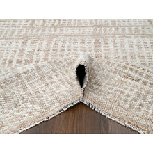 Load image into Gallery viewer, 9&#39;x12&#39; Honey Brown, Tone On Tone, Calm Ambience, Dot Design, Cropped Thin, Hand Knotted, Natural Ambient Color, Soft 100% Wool, Oriental Rug FWR507210