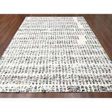 Load image into Gallery viewer, 10&#39;2&quot;x13&#39;9&quot; Vivid White With Smoky Black, Organic Wool, Vegetable Dyes, Tone On Tone, Soft Pile, Modern Design, Hand Knotted, Oriental Rug FWR507222
