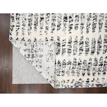 Load image into Gallery viewer, 10&#39;2&quot;x13&#39;9&quot; Vivid White With Smoky Black, Organic Wool, Vegetable Dyes, Tone On Tone, Soft Pile, Modern Design, Hand Knotted, Oriental Rug FWR507222