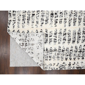 10'2"x13'9" Vivid White With Smoky Black, Organic Wool, Vegetable Dyes, Tone On Tone, Soft Pile, Modern Design, Hand Knotted, Oriental Rug FWR507222