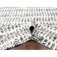 Load image into Gallery viewer, 10&#39;2&quot;x13&#39;9&quot; Vivid White With Smoky Black, Organic Wool, Vegetable Dyes, Tone On Tone, Soft Pile, Modern Design, Hand Knotted, Oriental Rug FWR507222