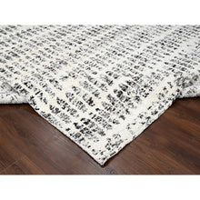Load image into Gallery viewer, 10&#39;2&quot;x13&#39;9&quot; Vivid White With Smoky Black, Organic Wool, Vegetable Dyes, Tone On Tone, Soft Pile, Modern Design, Hand Knotted, Oriental Rug FWR507222