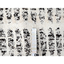 Load image into Gallery viewer, 10&#39;2&quot;x13&#39;9&quot; Vivid White With Smoky Black, Organic Wool, Vegetable Dyes, Tone On Tone, Soft Pile, Modern Design, Hand Knotted, Oriental Rug FWR507222