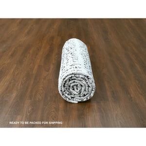 10'2"x13'9" Vivid White With Smoky Black, Organic Wool, Vegetable Dyes, Tone On Tone, Soft Pile, Modern Design, Hand Knotted, Oriental Rug FWR507222