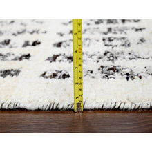 Load image into Gallery viewer, 10&#39;2&quot;x13&#39;9&quot; Vivid White With Smoky Black, Organic Wool, Vegetable Dyes, Tone On Tone, Soft Pile, Modern Design, Hand Knotted, Oriental Rug FWR507222