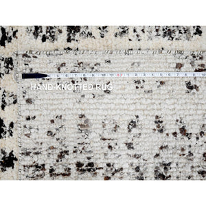 10'2"x13'9" Vivid White With Smoky Black, Organic Wool, Vegetable Dyes, Tone On Tone, Soft Pile, Modern Design, Hand Knotted, Oriental Rug FWR507222