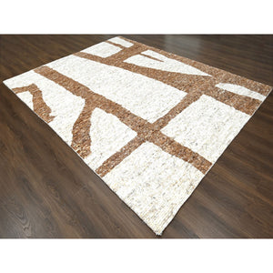 9'2"x11'9" Earth Tone Colors, Hand Knotted, Undyed  Natural Abrash, Thick Chunky Texture, Tone On Tone, Soft And Vibrant Pile, Sustainable, Pure Wool, Oriental Rug FWR507234