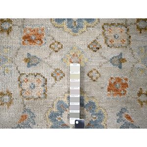 8'1"x9'9" Old Wood with Blue Sapphire, Hand Knotted, Oushak Inspired, Supple Collection, Tone on Tone, 100% Wool, Oriental Rug FWR507336