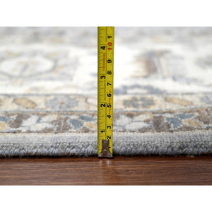 9'x11'10" Oxford Gray With White Dove, Karajeh Design With Geometric Medallion, Extra Soft Wool, Hand Knotted, Oriental Rug FWR507402