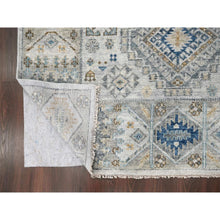 Load image into Gallery viewer, 8&#39;x10&#39; Lexicon White With Ash Gray, Vegetable Dyes, Pure Wool, Hand Knotted, Supple Collection, Kazak With Geometric Medallions Design, Oriental Rug FWR507432