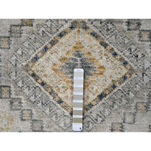 Load image into Gallery viewer, 8&#39;x10&#39; Lexicon White With Ash Gray, Vegetable Dyes, Pure Wool, Hand Knotted, Supple Collection, Kazak With Geometric Medallions Design, Oriental Rug FWR507432