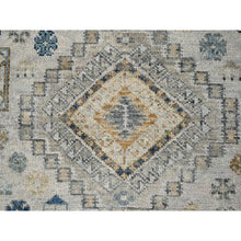 Load image into Gallery viewer, 8&#39;x10&#39; Lexicon White With Ash Gray, Vegetable Dyes, Pure Wool, Hand Knotted, Supple Collection, Kazak With Geometric Medallions Design, Oriental Rug FWR507432