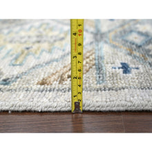Load image into Gallery viewer, 8&#39;x10&#39; Lexicon White With Ash Gray, Vegetable Dyes, Pure Wool, Hand Knotted, Supple Collection, Kazak With Geometric Medallions Design, Oriental Rug FWR507432