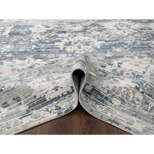 Load image into Gallery viewer, 9&#39;3&quot;x12&#39; Shadow White with Touches of Blue, Soft and Vibrant pile, Hand Knotted, Undyed Natural Wool, Cut and Loop Technique, Nepali Oriental Rug FWR507468