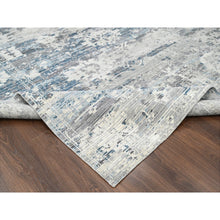 Load image into Gallery viewer, 9&#39;3&quot;x12&#39; Shadow White with Touches of Blue, Soft and Vibrant pile, Hand Knotted, Undyed Natural Wool, Cut and Loop Technique, Nepali Oriental Rug FWR507468