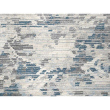 Load image into Gallery viewer, 9&#39;3&quot;x12&#39; Shadow White with Touches of Blue, Soft and Vibrant pile, Hand Knotted, Undyed Natural Wool, Cut and Loop Technique, Nepali Oriental Rug FWR507468