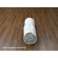 Load image into Gallery viewer, 9&#39;3&quot;x12&#39; Shadow White with Touches of Blue, Soft and Vibrant pile, Hand Knotted, Undyed Natural Wool, Cut and Loop Technique, Nepali Oriental Rug FWR507468