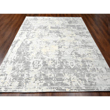 Load image into Gallery viewer, 9&#39;x11&#39;10&quot; Lexicon White With Touches Of Gold, Soft And Plush Pile, Hand Knotted, Cut And Loop Technique, Undyed Natural Wool, Nepali Oriental Rug FWR507474