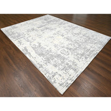 Load image into Gallery viewer, 9&#39;x11&#39;10&quot; Lexicon White With Touches Of Gold, Soft And Plush Pile, Hand Knotted, Cut And Loop Technique, Undyed Natural Wool, Nepali Oriental Rug FWR507474