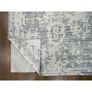 9'x11'10" Lexicon White With Touches Of Gold, Soft And Plush Pile, Hand Knotted, Cut And Loop Technique, Undyed Natural Wool, Nepali Oriental Rug FWR507474