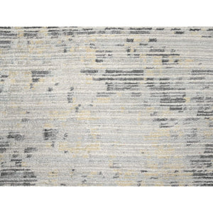 9'x11'10" Lexicon White With Touches Of Gold, Soft And Plush Pile, Hand Knotted, Cut And Loop Technique, Undyed Natural Wool, Nepali Oriental Rug FWR507474
