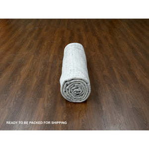 9'x11'10" Lexicon White With Touches Of Gold, Soft And Plush Pile, Hand Knotted, Cut And Loop Technique, Undyed Natural Wool, Nepali Oriental Rug FWR507474