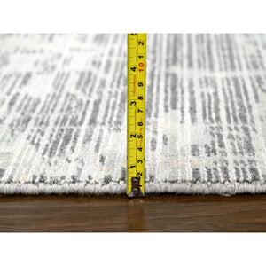 9'x11'10" Lexicon White With Touches Of Gold, Soft And Plush Pile, Hand Knotted, Cut And Loop Technique, Undyed Natural Wool, Nepali Oriental Rug FWR507474