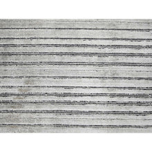 Load image into Gallery viewer, 12'x18'1" Taupe With Stout Black, Modern Textured And Variegated Line Design, Hand Loomed, 100% Wool, Oversized Oriental Rug FWR507480