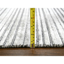 Load image into Gallery viewer, 12'x18'1" Taupe With Stout Black, Modern Textured And Variegated Line Design, Hand Loomed, 100% Wool, Oversized Oriental Rug FWR507480