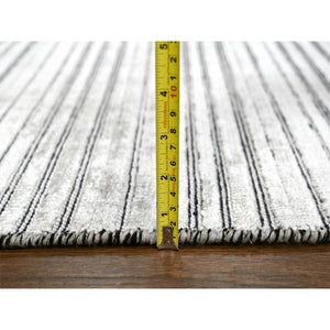 12'x18'1" Taupe with Stout Black, Modern Textured and Variegated Line Design, Hand Loomed, 100% wool, Oversized Oriental Rug FWR507480