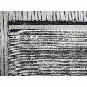12'x18'1" Taupe with Stout Black, Modern Textured and Variegated Line Design, Hand Loomed, 100% wool, Oversized Oriental Rug FWR507480