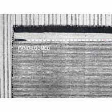 Load image into Gallery viewer, 12&#39;x18&#39;1&quot; Smoky White With Cynical Black, 100% Wool, Hand Loomed, Modern Textured And Variegated Line Design, Oversized Oriental Rug FWR507492