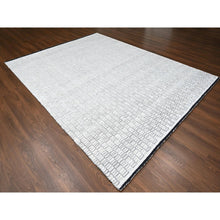 Load image into Gallery viewer, 9&#39;x11&#39;9&quot; Pearl White, Hand Loomed, 100% wool, Modern Textured and Roman Tile Design, Oriental Rug FWR507510