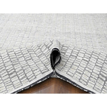 Load image into Gallery viewer, 9&#39;x11&#39;9&quot; Pearl White, Hand Loomed, 100% wool, Modern Textured and Roman Tile Design, Oriental Rug FWR507510