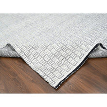 Load image into Gallery viewer, 9&#39;x11&#39;9&quot; Pearl White, Hand Loomed, 100% wool, Modern Textured and Roman Tile Design, Oriental Rug FWR507510