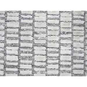 9'x11'9" Pearl White, Hand Loomed, 100% wool, Modern Textured and Roman Tile Design, Oriental Rug FWR507510