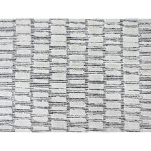 Load image into Gallery viewer, 12&#39;2&quot;x18&#39; Snow White And Asphalt Black, 100% Wool, Hand Loomed, Modern Textured And Roman Tile Design, Oversized Oriental Rug FWR507516