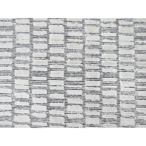 12'2"x18' Snow White And Asphalt Black, 100% Wool, Hand Loomed, Modern Textured And Roman Tile Design, Oversized Oriental Rug FWR507516